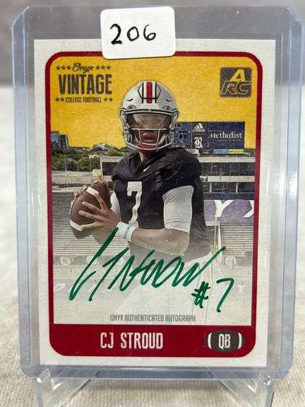 C.J. Stroud Signed Onyx Vintage Football Card - Green Auto
