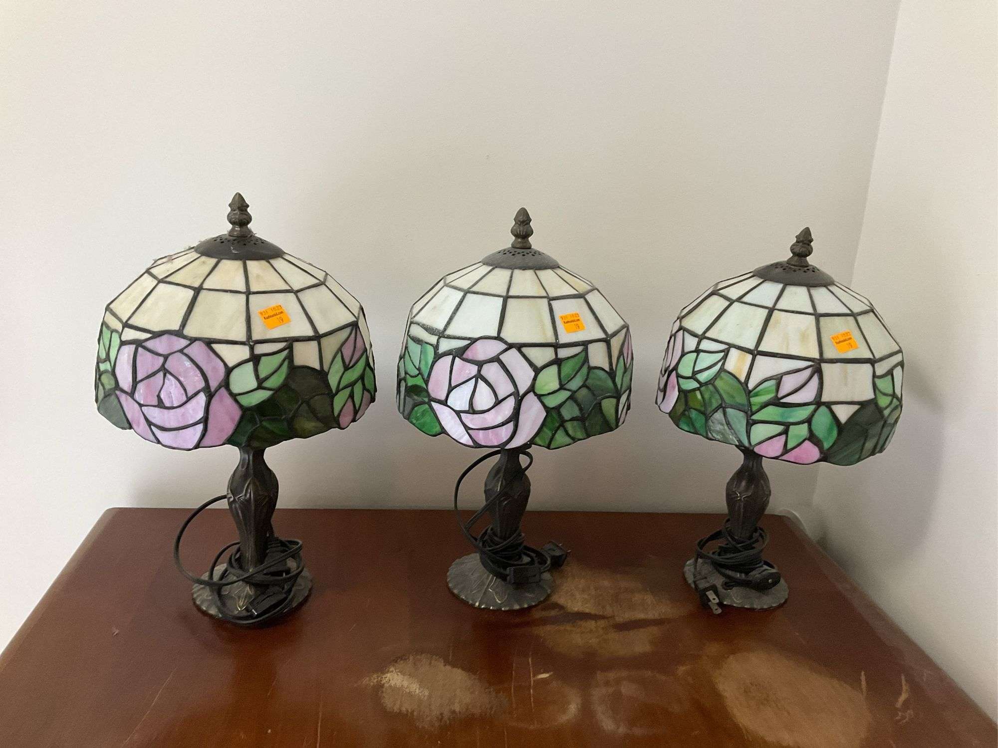 3 Vintage Tiffany Style Lamps
