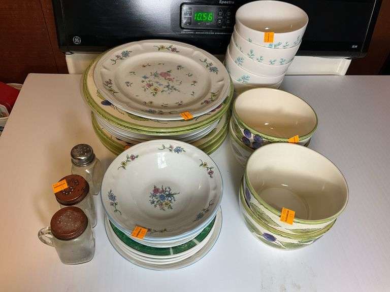 Assortment of Plates, Bowls, Dishes, Salt and Pepper Shakers