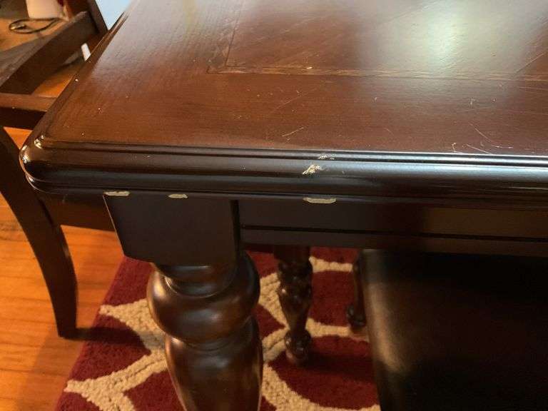 Green World Furniture Kitchen Table with 7 Chairs, Extra Table Leaf