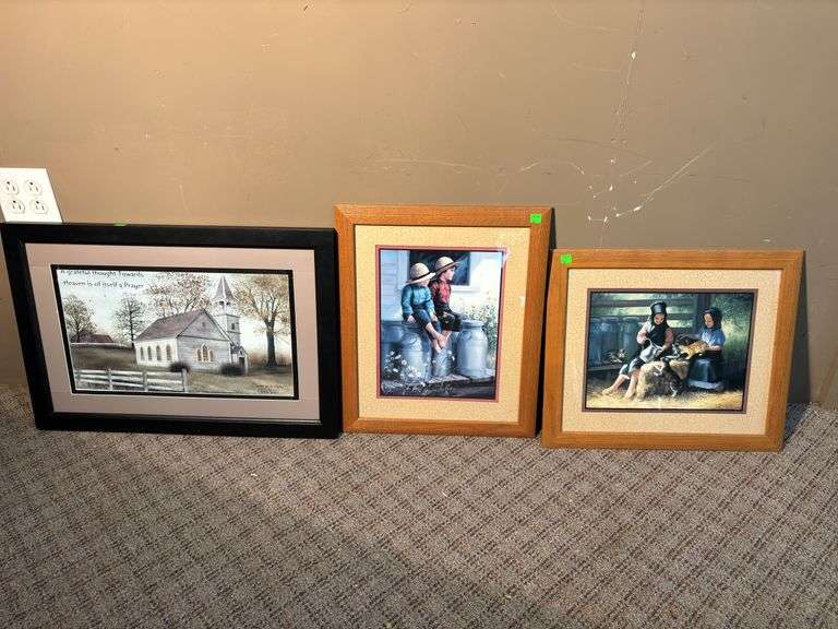 3 country pictures , church pic is lighted