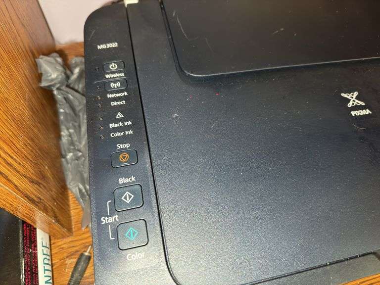 Canon MG3022 Printer, Maganvox DVD/VHS Player, and Miscellaneous Items