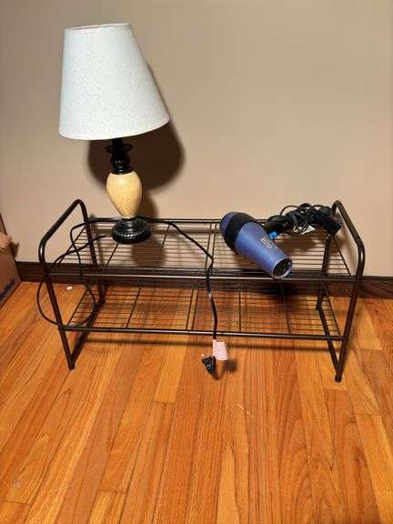 Sm wire shelf , light , hair blower