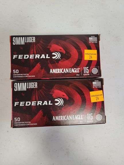 (2) Federal 9mm Luger - 115 Grain