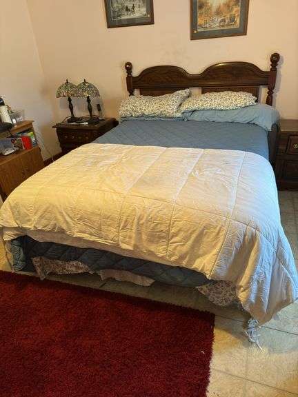 Full Size Bed Frame with Wooden Headboard