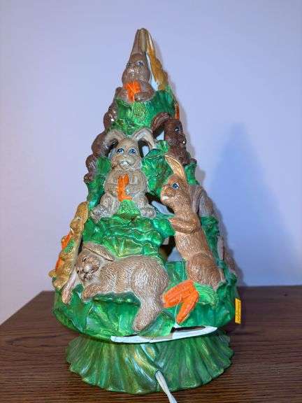 Small Ceramic Bunny Tree Lamp Lamp