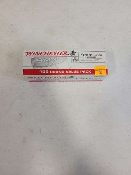 100 Rounds of Winchester 9mm Luger - 115 Grain