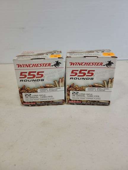 (2)Winchester .22 LR - 36 Grain - 555 Rounds per Box