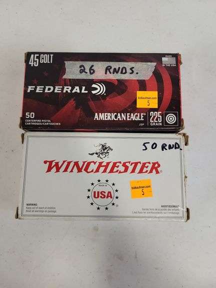 50 Rounds of Winchester 45 G.A.P & 26 Rounds of Federal 45 Colt