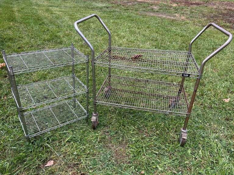 Uline metal cart and metal shelf