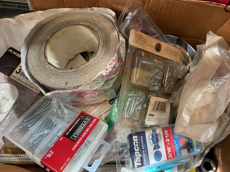 Toolboxes with Tools, Hardware, Nails, Fasteners and More