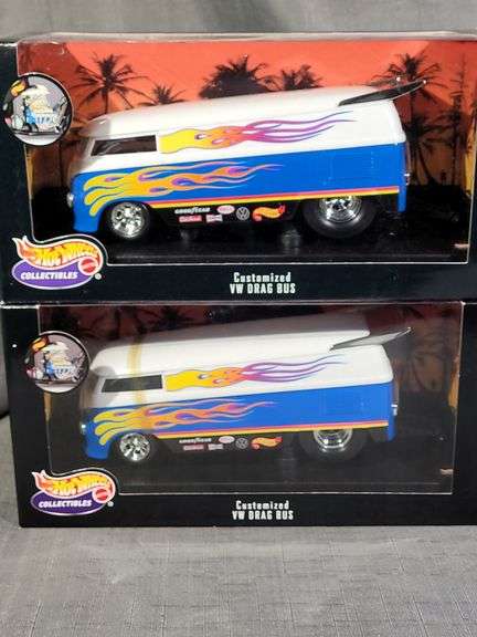 HOT WHEELS 1:18 VW DRAG BUS (2) & JASPER CAR -NIB - Kaufman