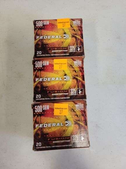 (3) Federal Fusion 500 S&W - 325 Grain