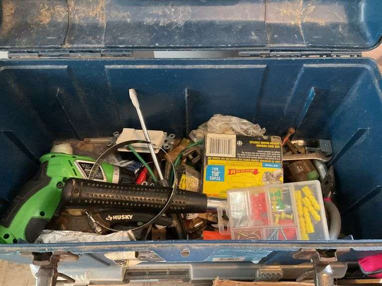 Toolboxes with Tools, Hardware, Nails, Fasteners and More