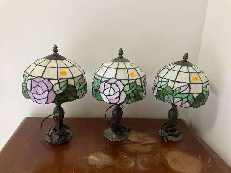 3 Vintage Tiffany Style Lamps
