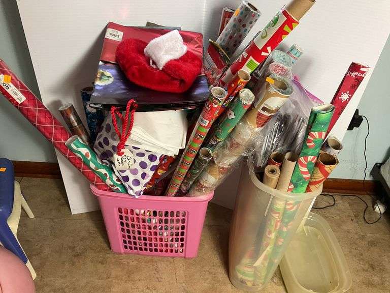 Assortment of Christmas Wrapping Paper, Christmas Cards