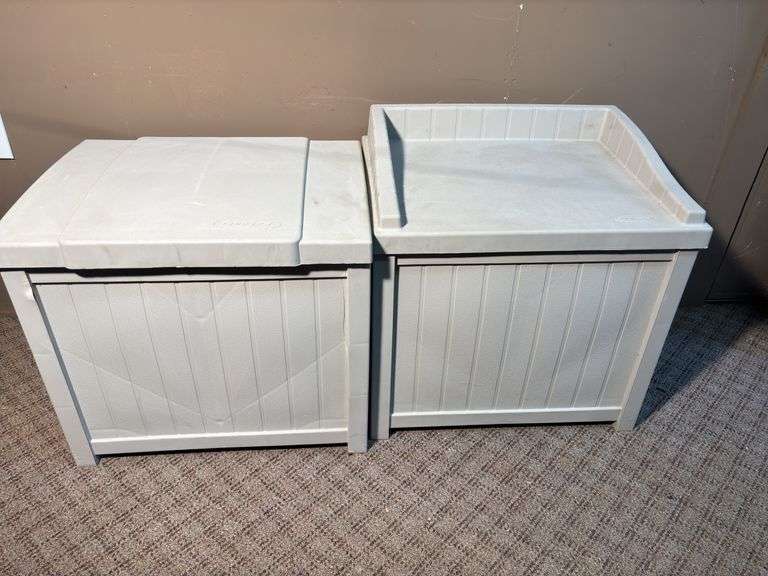 2- 22” wide plastic outside storage totes