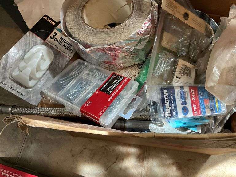 Toolboxes with Tools, Hardware, Nails, Fasteners and More