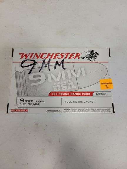200 Rounds of Winchester 9mm Luger - 115 Grain
