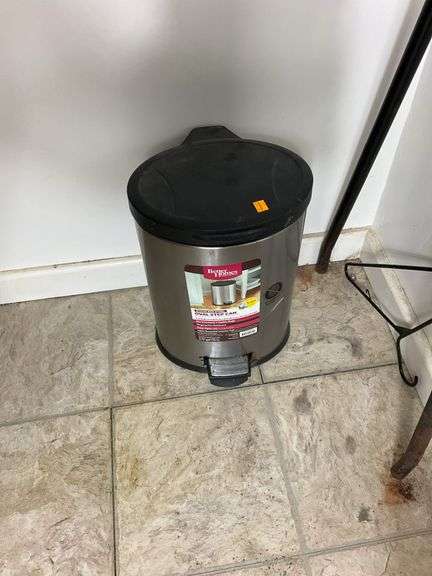 Clothes Hanging Rack, Clothes Hangers, Trash Can, Chair with Contents