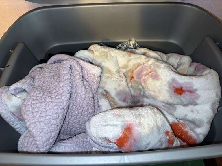 (3) Totes of Blankets, Decor, and Miscellaneous Items