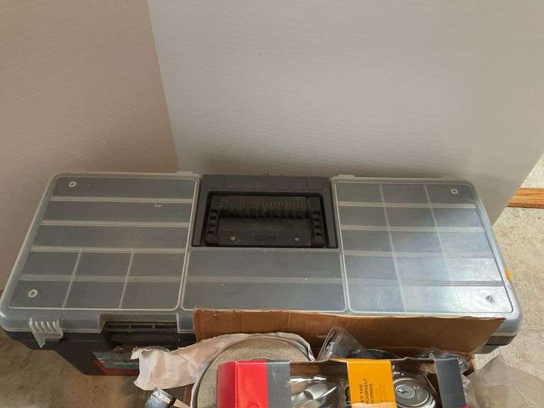 Toolboxes with Tools, Hardware, Nails, Fasteners and More