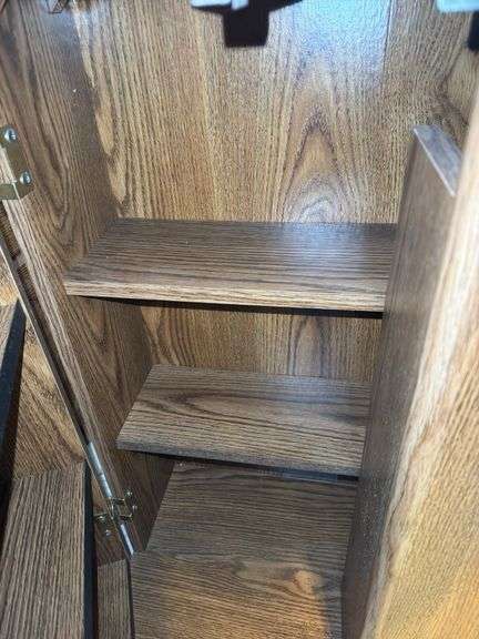 (1) Metal Filing Cabinet and (1) Vintage Wooden VHS Storage Cabinet