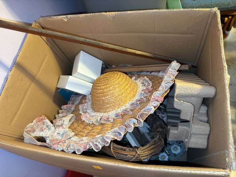 Tote and Box of Household Decor and Miscellaneous Items