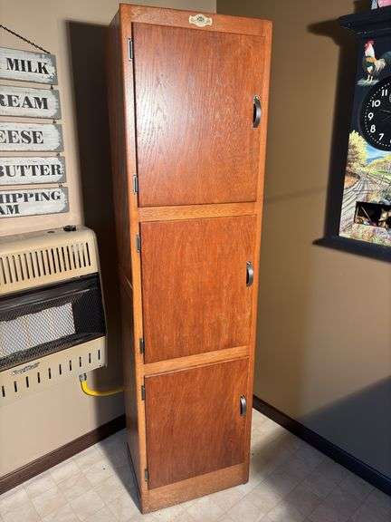 Wooden 3 door cabinet 70” High 18.5” wide 13.5 deep