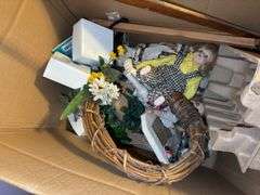 Tote and Box of Household Decor and Miscellaneous Items
