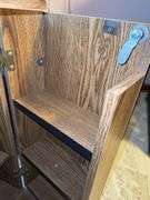 (1) Metal Filing Cabinet and (1) Vintage Wooden VHS Storage Cabinet