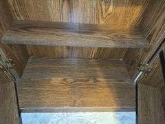 (1) Metal Filing Cabinet and (1) Vintage Wooden VHS Storage Cabinet