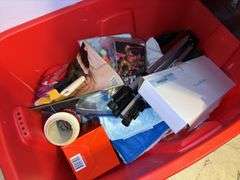 Tote and Box of Household Decor and Miscellaneous Items