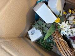Tote and Box of Household Decor and Miscellaneous Items