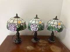 3 Vintage Tiffany Style Lamps