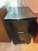 (1) Metal Filing Cabinet and (1) Vintage Wooden VHS Storage Cabinet