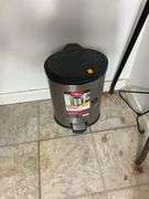 Clothes Hanging Rack, Clothes Hangers, Trash Can, Chair with Contents