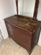 Antique Wooden Dresser with Mirror