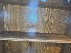 (1) Metal Filing Cabinet and (1) Vintage Wooden VHS Storage Cabinet