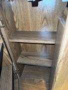 (1) Metal Filing Cabinet and (1) Vintage Wooden VHS Storage Cabinet