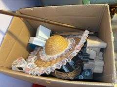 Tote and Box of Household Decor and Miscellaneous Items