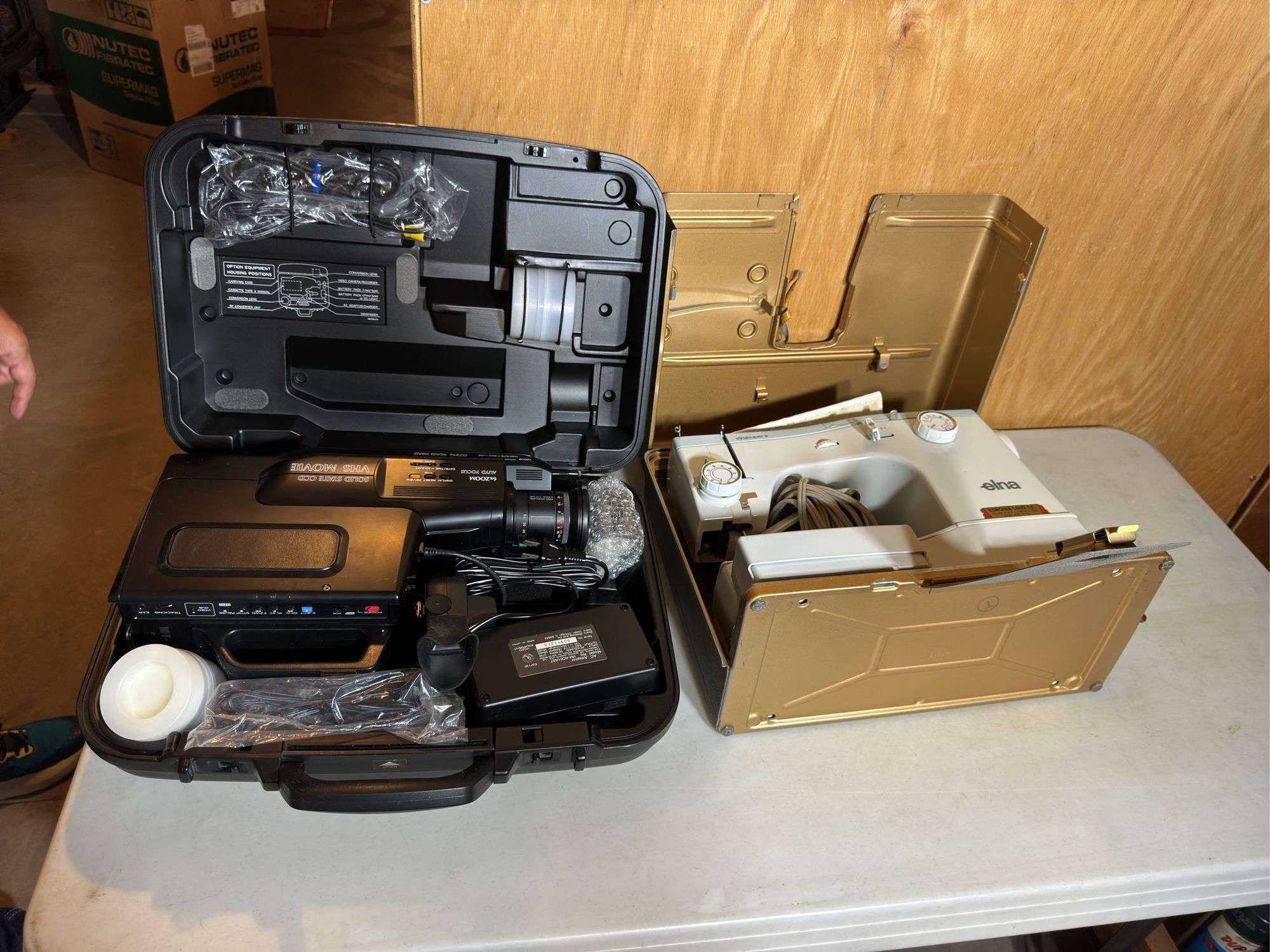 Untested Sears Roebuck VHS Movie Recorder & Elna Super Sewing Machine.