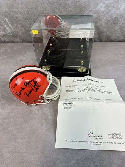 Cleveland Browns Star QB signed mini helmet: Graham, Ryan, Nelson, Sipe, Kosar, JSA cert