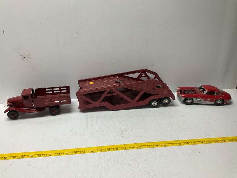 Metal Toy Car, Truck, and Car Hauler