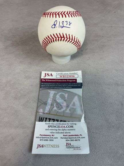 Steven Kwan signed MLB baseball, JSA, signed with blue ink on the sweet spot