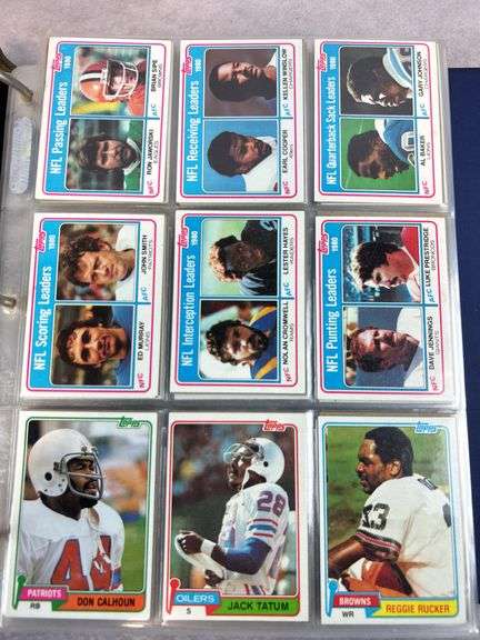 1981 Topps football Set: Montana, Winslow (Rookies) in a binder