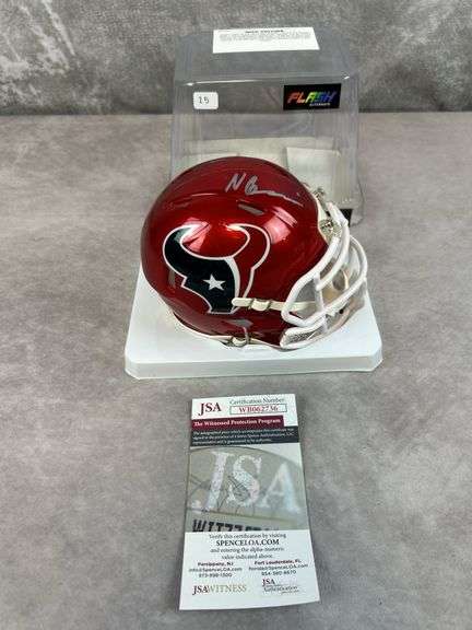 Nico Collins signed Texans Flash Alternate mini helmet JSA cert