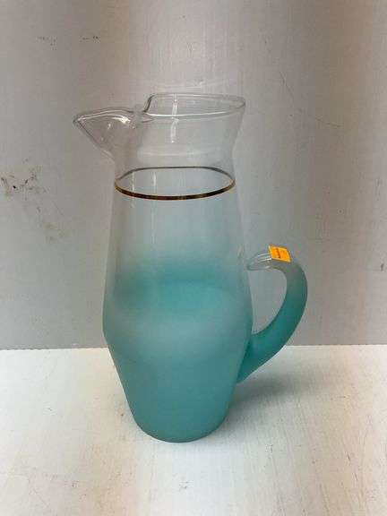 Blue Glass Decorative Pitcher