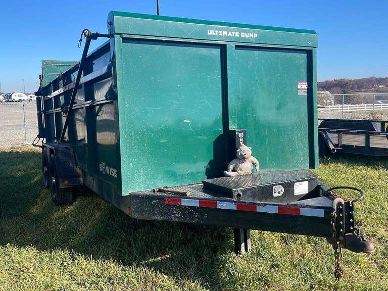 B-Wise dump trailer - 15 ft. long 7 ft. wide w/ 6 ft. tailgate- battery for tailgate is dead
