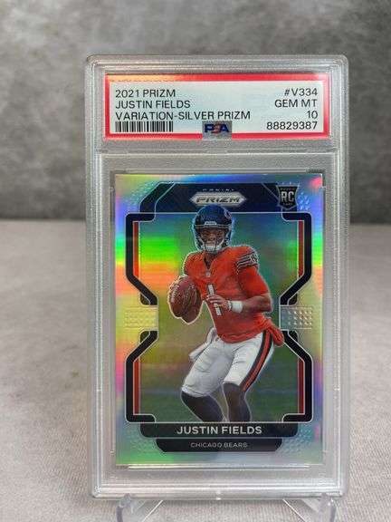 2021 Panini Prizm Variation Silver Justin Fields ROOKIE #V-334 PSA 10 GEM MINT